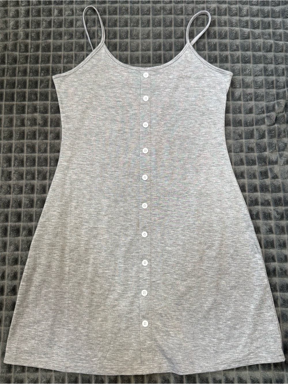 2/$20 Grey Button-Front Spaghetti Strap Dress